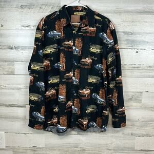Buckhorn River Button Down Shirt SIZE L Classic Ford Mustangs Print